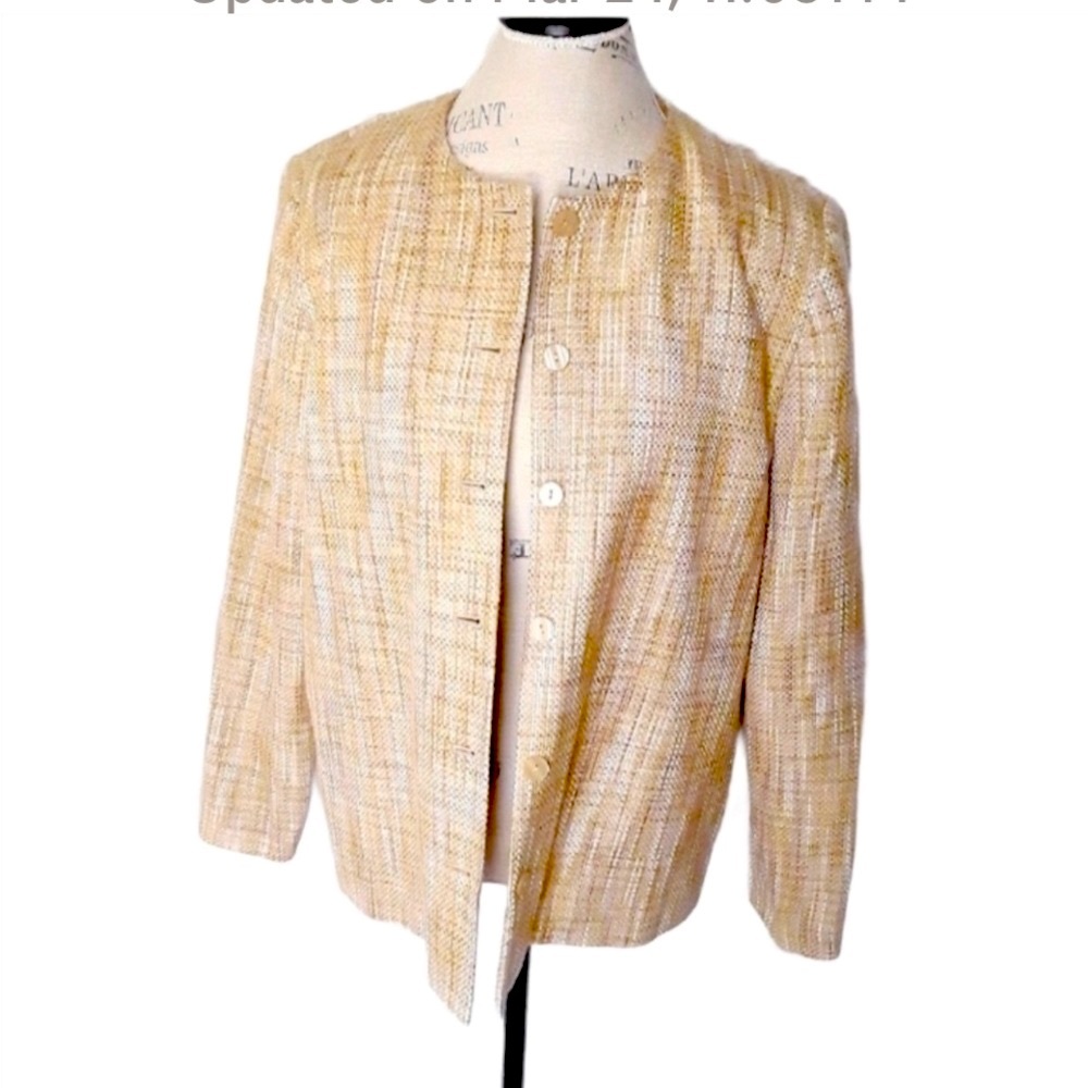 🧚Alfred Dunner Tweed Blazer Jacket Flax Size 14
